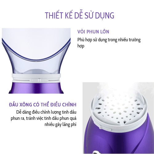 Máy xông mũi họng mini tăng đề kháng, xông hơi mặt tinh dầu xả chanh thảo dược 2 in 1