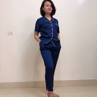 Bộ lụa mặc nhà tay ngắn quần dài