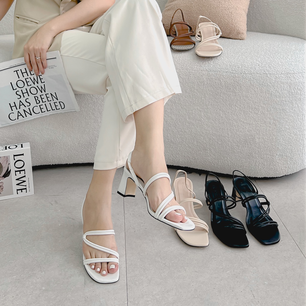 Giày cao gót nữ 5 phân dây mảnh xinh 5p đế vuông thời trang công sở SHOESPARADISE XK19