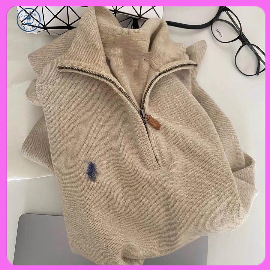 Áo Sweater Cổ Lọ Phối Khóa Kéo Phong Cách Retro Cho Nữ