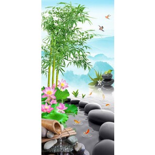Tranh dán tường 3D Phong Thủy Spa khổ dọc UD0142 phủ Kim Sa