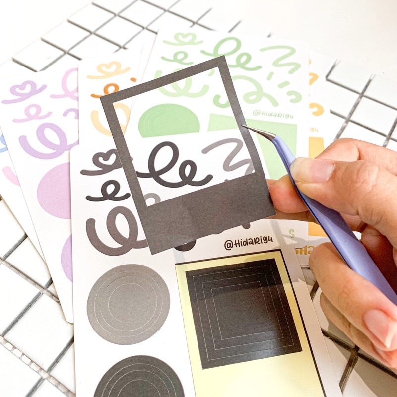 Set 7 Tấm Sticker Confetti - Khung Tròn / Vuông