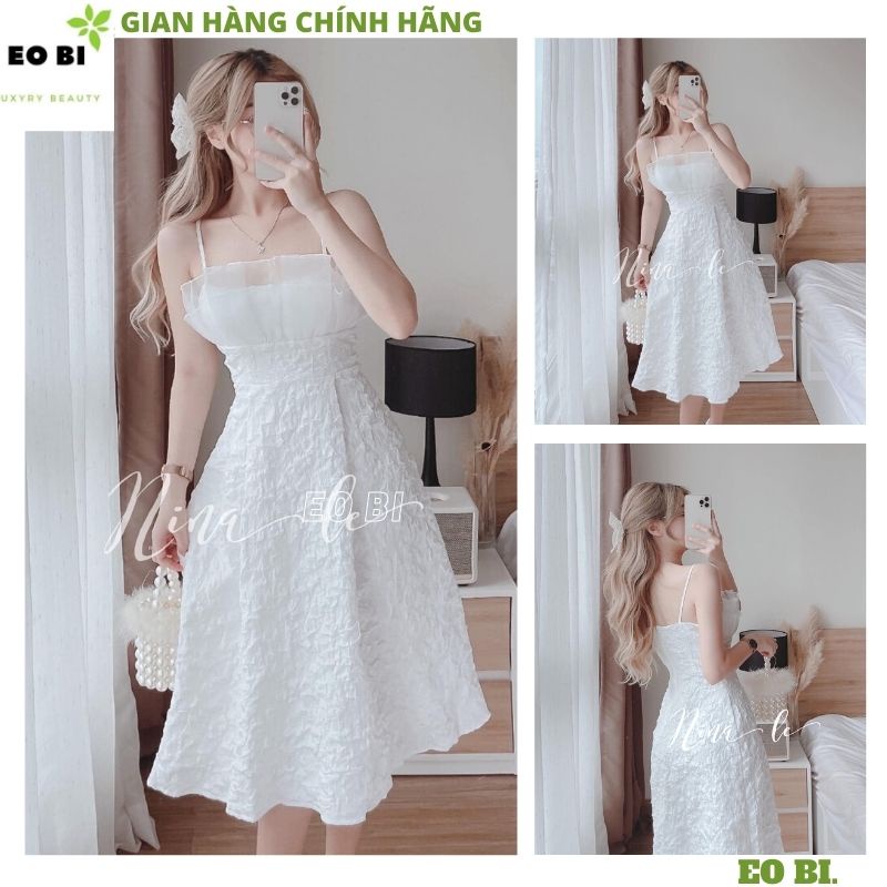 Váy body 2 dây quai ngọc sang chảnh kiểu dáng hàn quốc ,đầm dự tiệc ulzzang vintage chất gấm xốp tôn dáng -EOBI