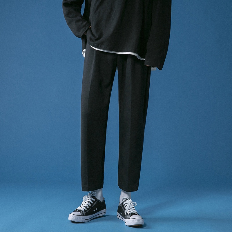 Quần âu ống rộng nam Simple quần jogger thể thao nam quần dài nam thể thao vintage quần ống rộng hàn quốc cotton quần ống suông