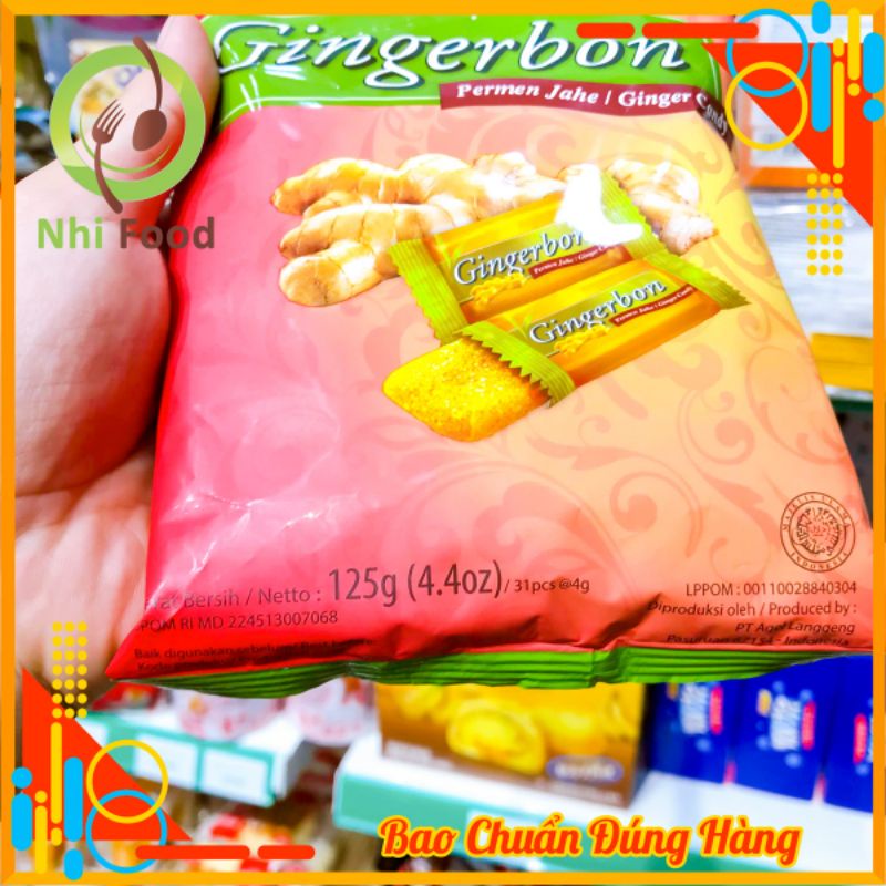 Kẹo Gừng Dẻo Gingerbon Bịch 125g Gồm 31 Viên