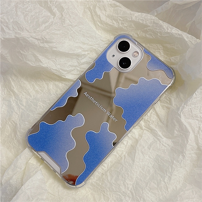 Ốp lưng iphone Ốp Điện Thoại Tráng Gương Màu Xanh Dương Gradient Cho Iphone 11 promax 6 6S plus 7 7plus 8 8plus x xr xs 11 12 13 pro max 7plus 8plus x xr xs 11 12 13 pro max Dinuo case