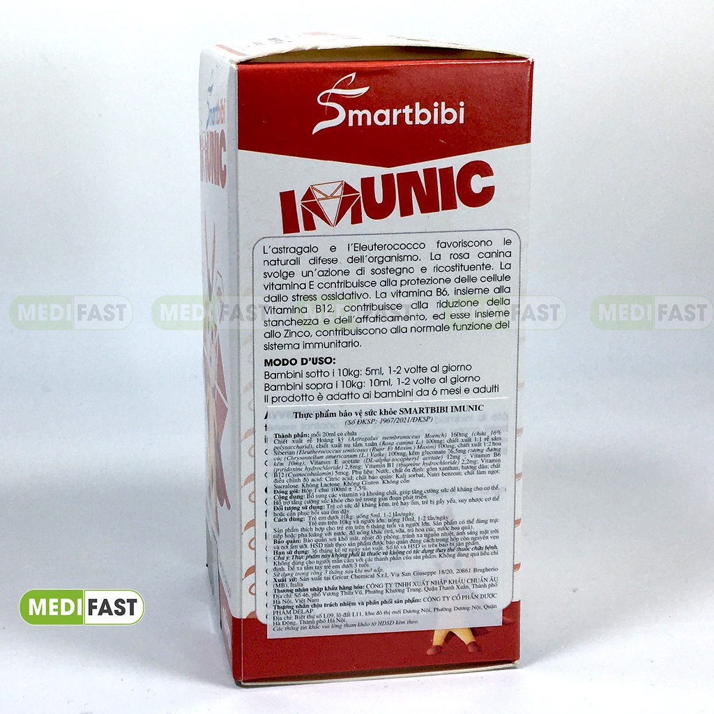 Giúp tăng cường sức đề kháng cho trẻ Smartbibi Imunic - Bổ Sung Các Vitamin Và Khoáng Chất chai 100ml