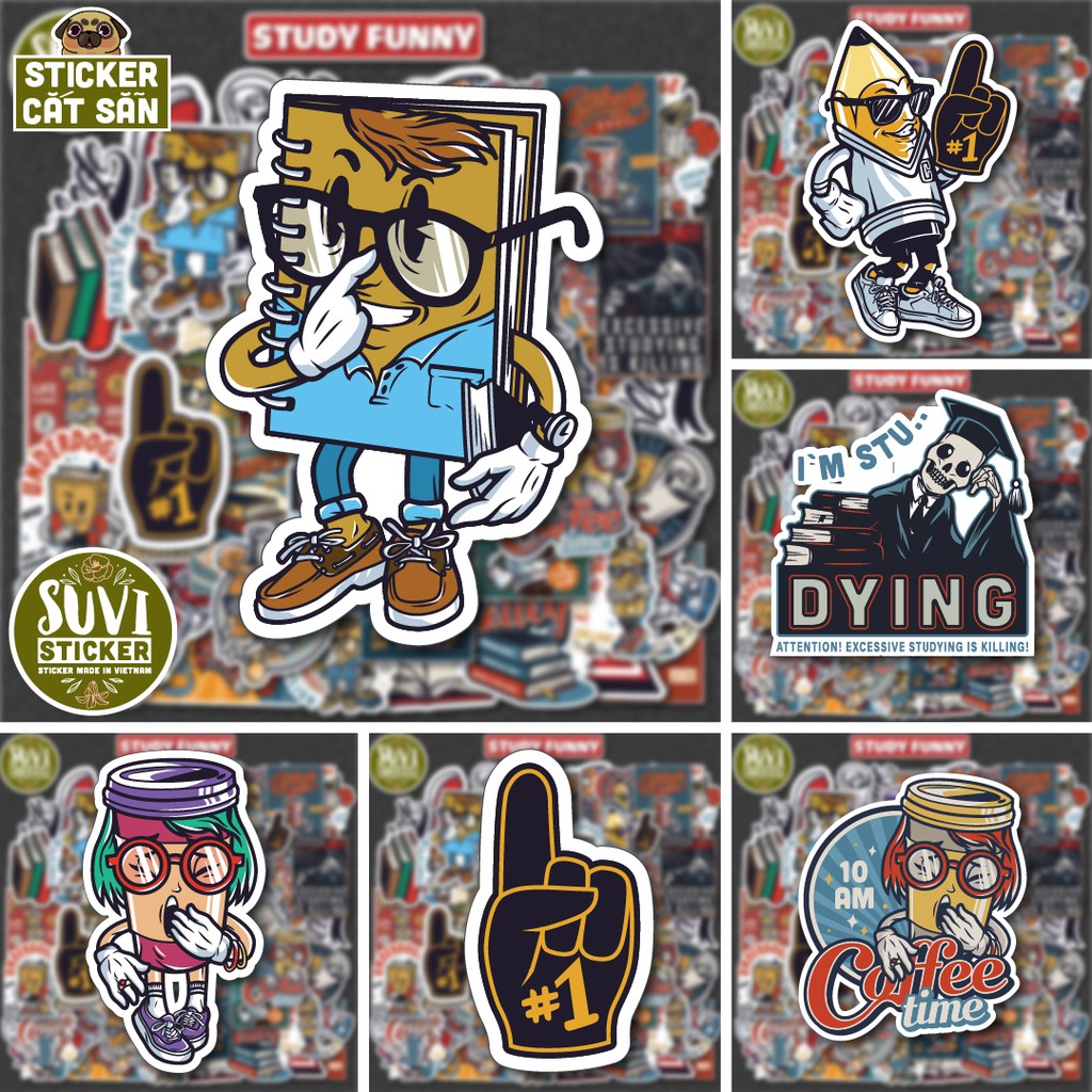 50 Sticker dán điện thoại School chống nước sticker dán laptop, điện thoại, đàn guitar, mũ bảo hiểm. MSP: V06