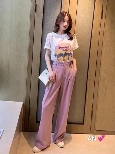 Set áo phông quần tím hot trend