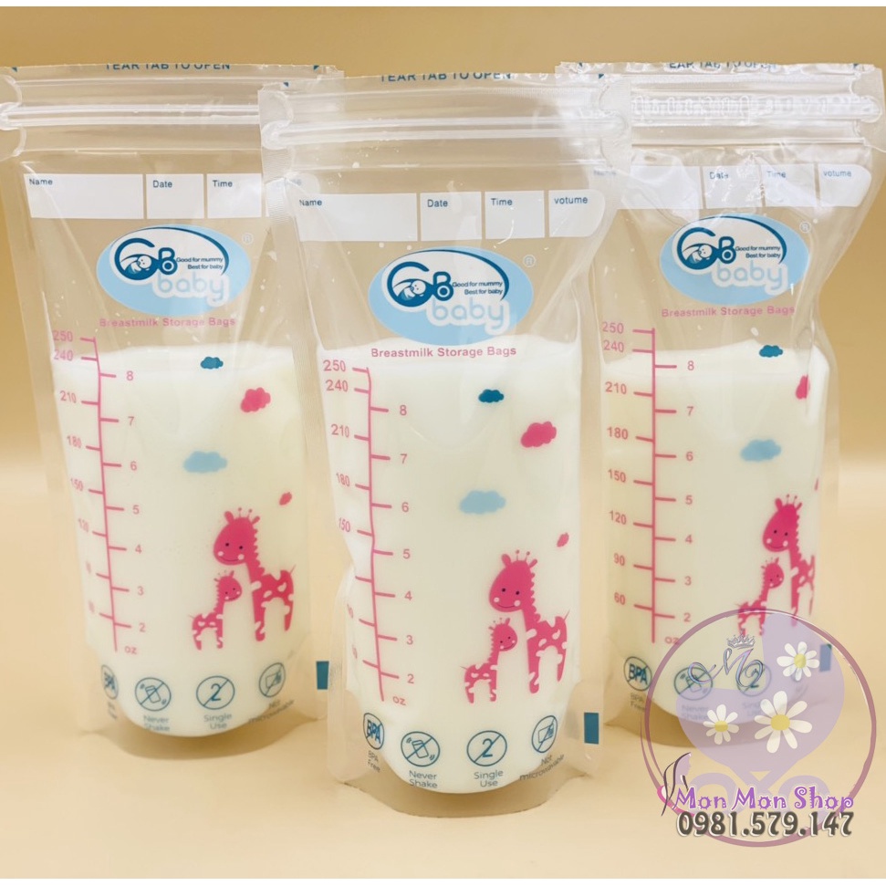 Bán sỉ - Combo 10 hộp túi trữ sữa mẹ GB Baby hộp 50 túi 250ml