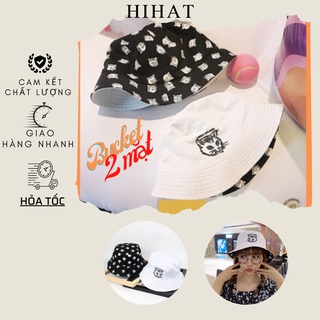 Mũ bucket hai mặt hoạ tiết thêu hình phong cách unisex dành cho nam nữ