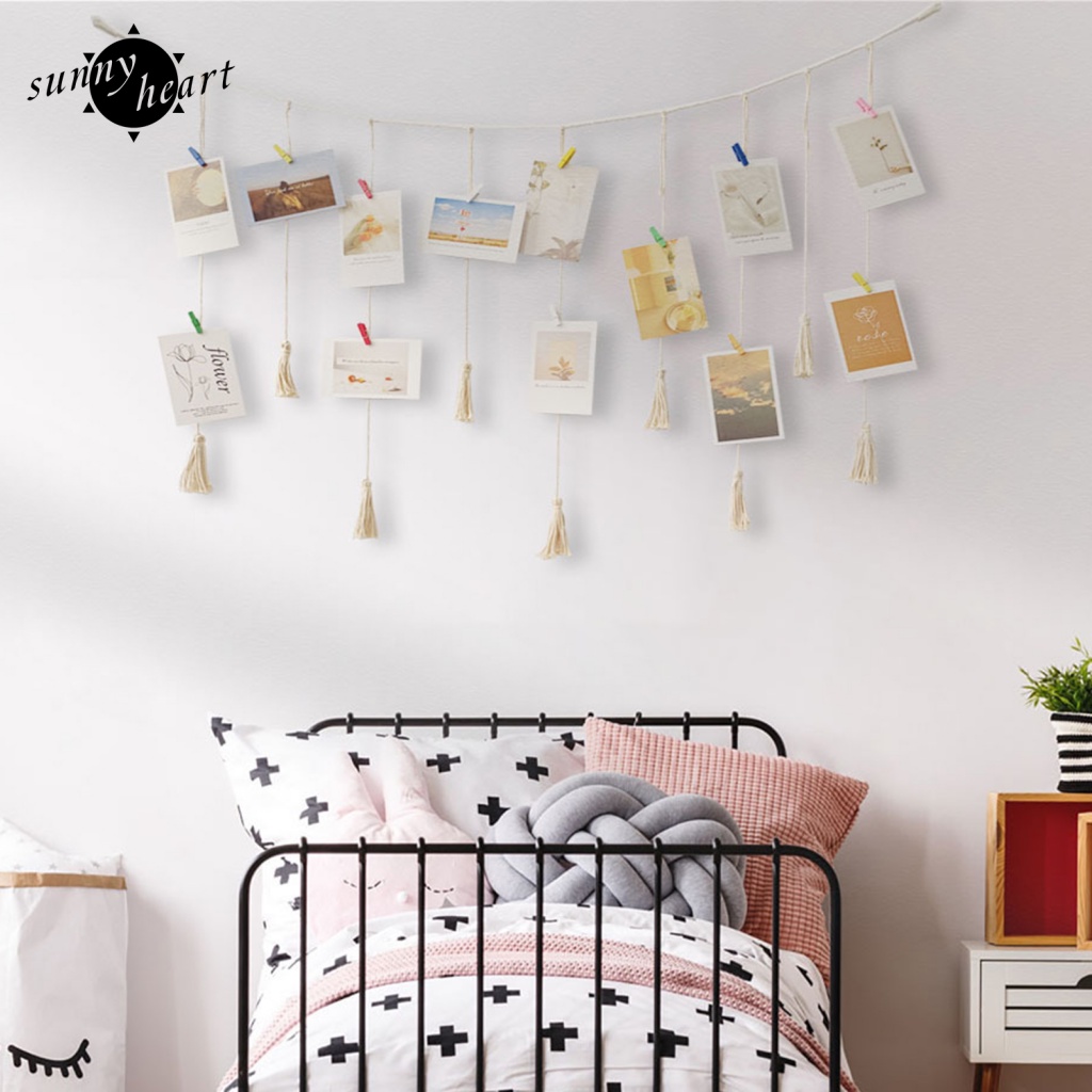 Khung Treo Ảnh Bằng Cotton Có Kẹp Gắn Trang Trí Nhà