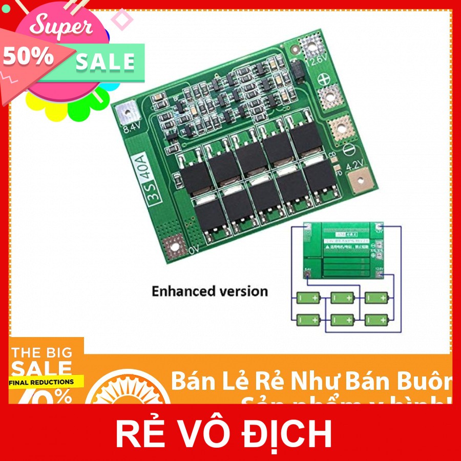 Mạch sạc xả và bảo vệ pin 3S 12.6V 25A