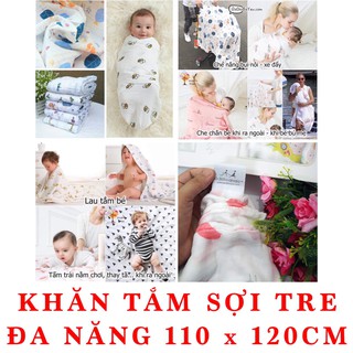 Khăn tắm sợi tre đa năng 110 x 120cm siêu thấm (khăn cuộn)