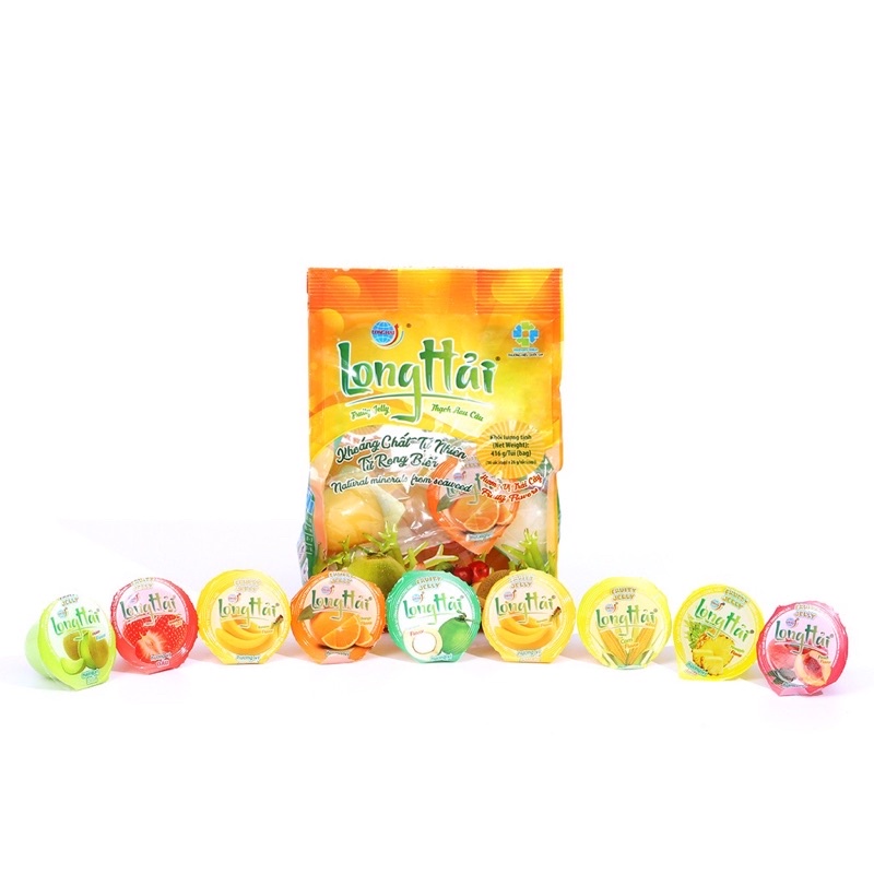 Thạch rau câu Long Hải hương vị tổng hợp trọng lượng túi 416 g