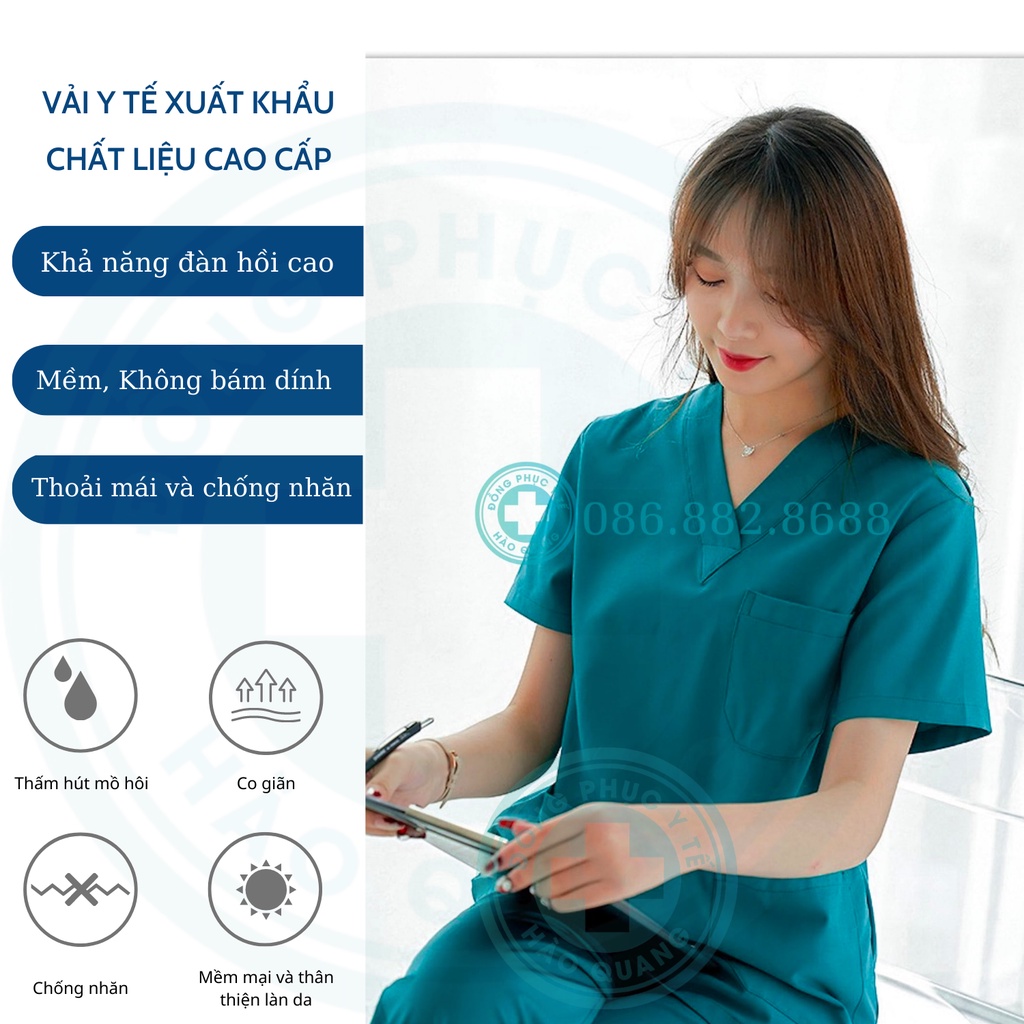 Bộ Scrubs Bác Sĩ, quần áo phòng mổ, đồng phục phẫu thuật, đồng phục spa vải cao cấp