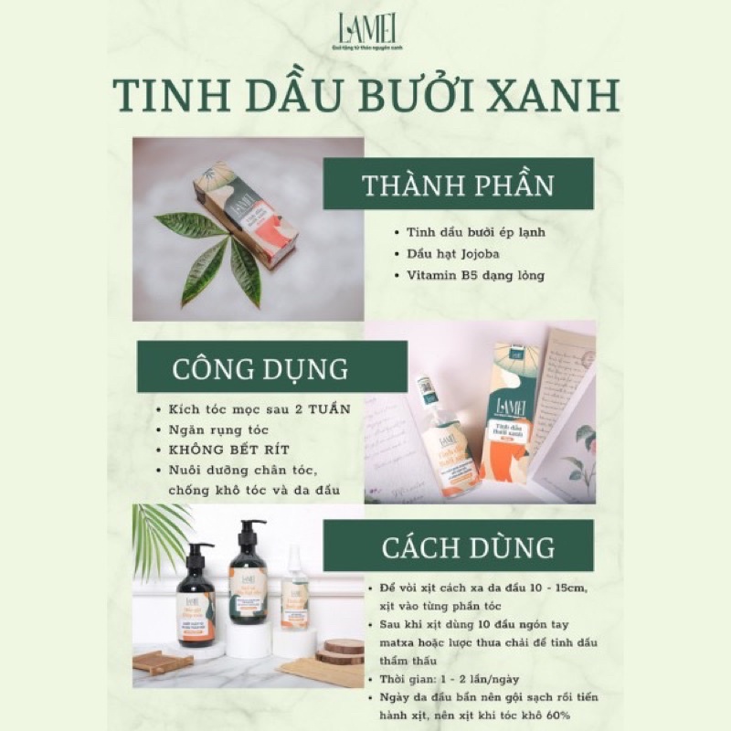 Tinh Dầu Bưởi Xanh Lamei 100 ml - Giúp Mọc Tóc - Em Bé Bán Bưởi