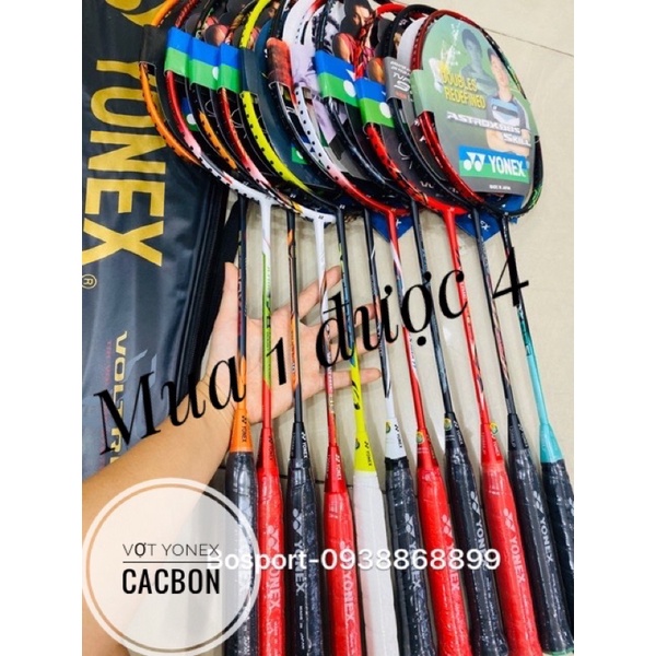 VỢT CẦU LÔNG YONEX 100% cacbon ( tặng kèm đan dây,cuốn cán + Túi đựng vợt)