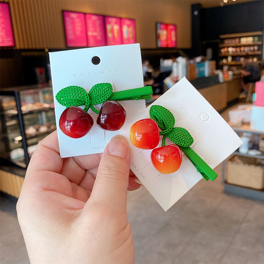 Kẹp Tóc Hình Trái Cherry Bằng Hợp Kim Nhiều Màu Dễ Thương Phong Cách Hàn Quốc Cho Nữ