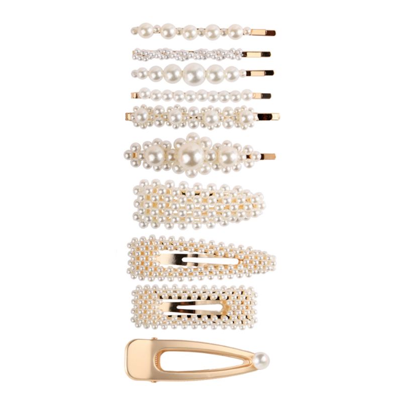 Set 10 Kẹp Tóc Đính Ngọc Trai Nhân Tạo Đơn Giản Thời Trang