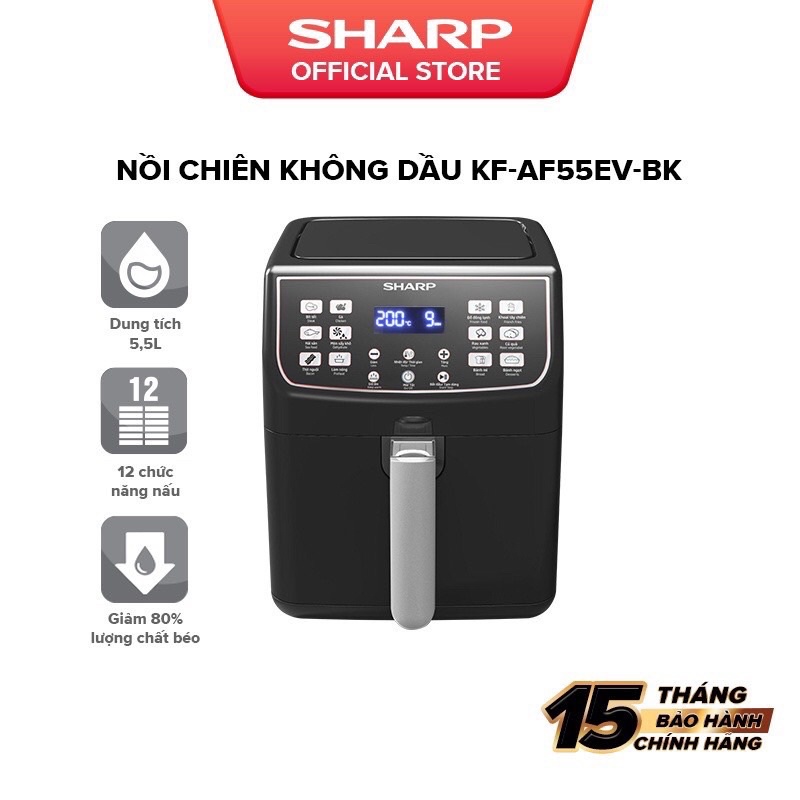 Nồi chiên không dầu Sharp KF-AF55EV-BK- Hàng chính hãng, bảo hành 12 tháng.