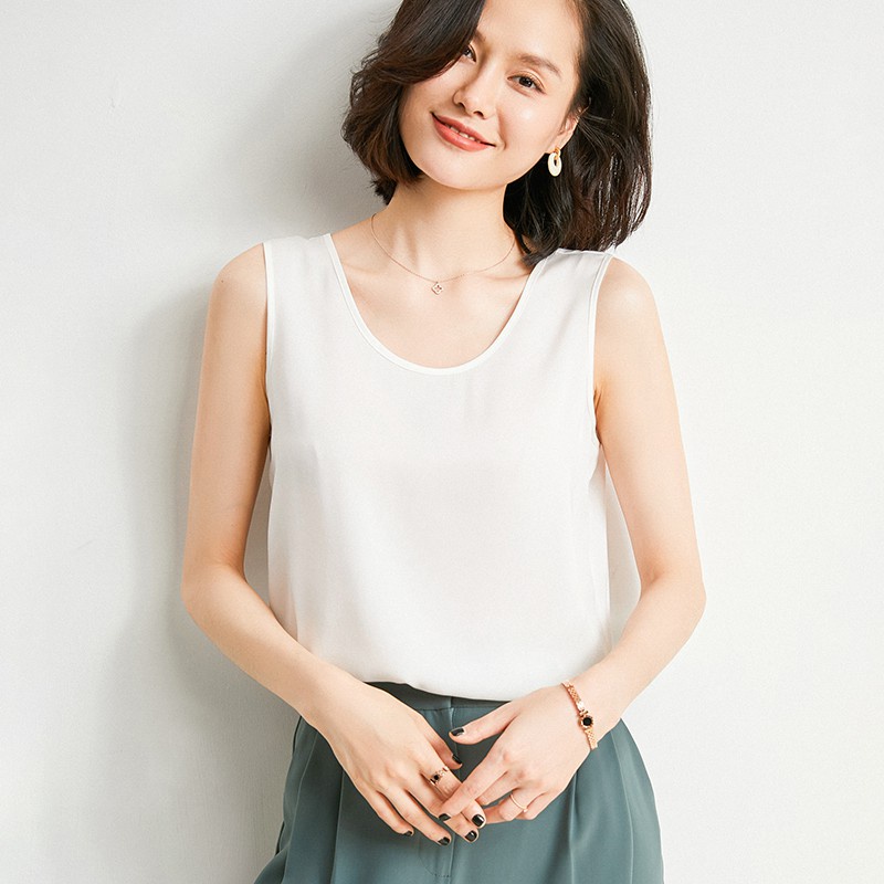 Áo Sát Nách Nữ Cổ Tròn Madela Chất Lụa Cao Cấp, Áo Ba Lỗ Lụa Nữ Thoáng Mát Mềm Mịn Phong Cách Hàn Quốc