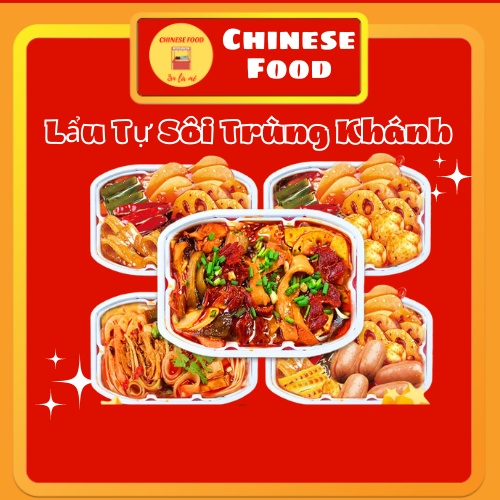 Cơm Lẩu Tự Sôi Trùng Khánh Tổng Hợp Bún Miến Mì Cay Bò Mềm Xúc Xích Bò Viên Tôm Hùm Đất Đồ Ăn Trung Quốc Giá Rẻ