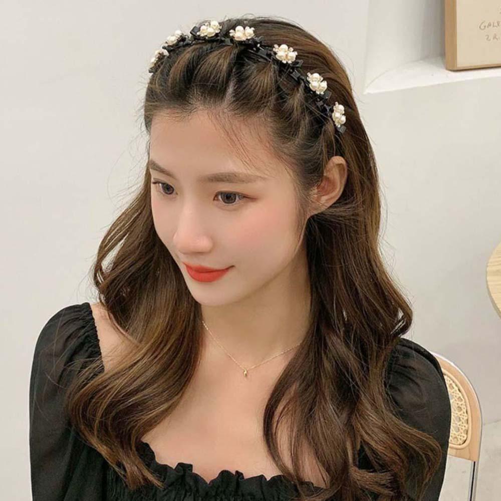 Băng Đô Cài Tóc Bằng Nhựa Resin Màu Ngà Phong Cách Hàn Quốc