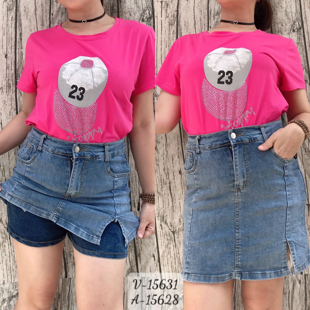 15631- XL,2x,3x,4x Váy BIG SIZE Jean Xẻ (có quần trong)