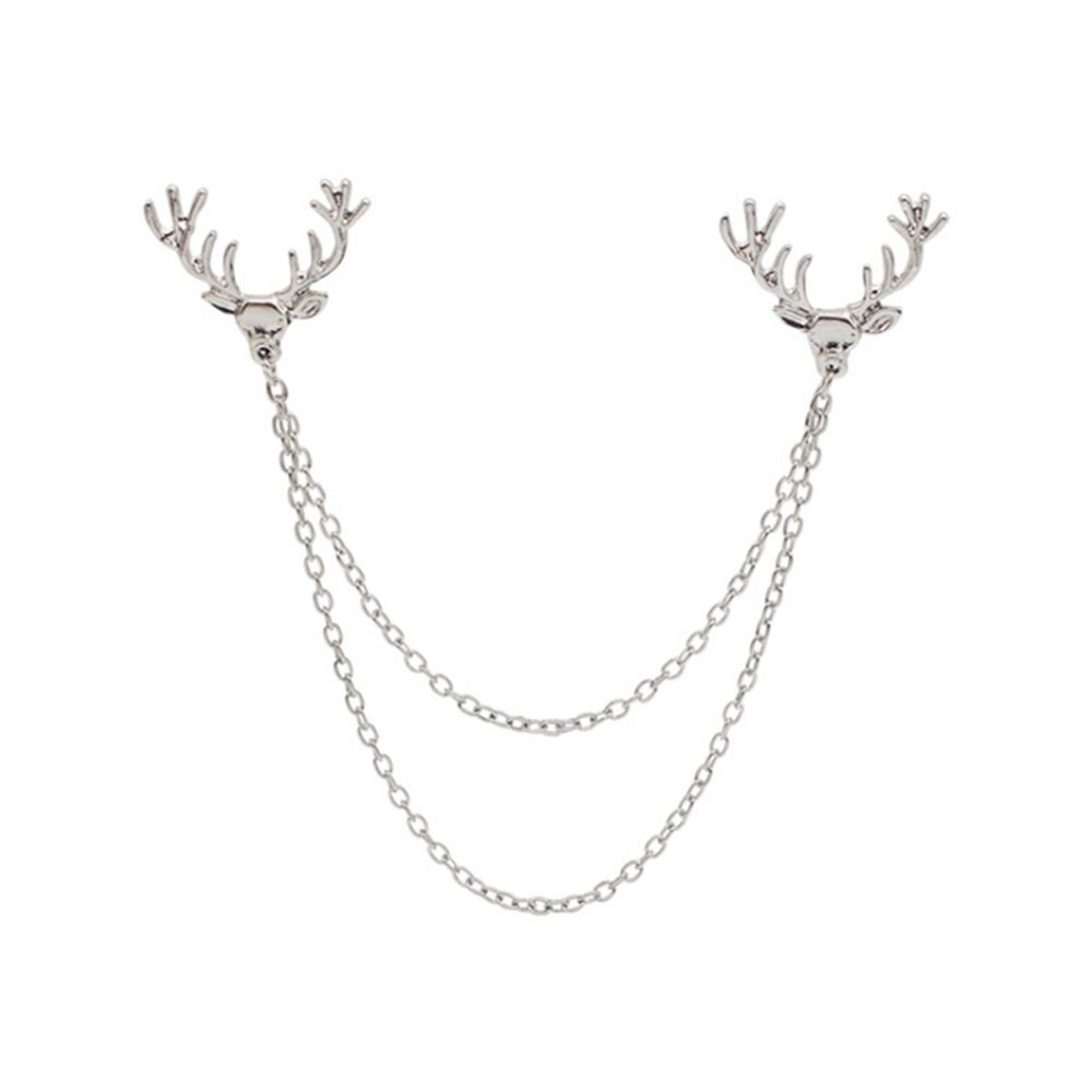 Ghim Cài Áo Hình Sừng Hươu Phối Dây Xích Đôi Thời Trang