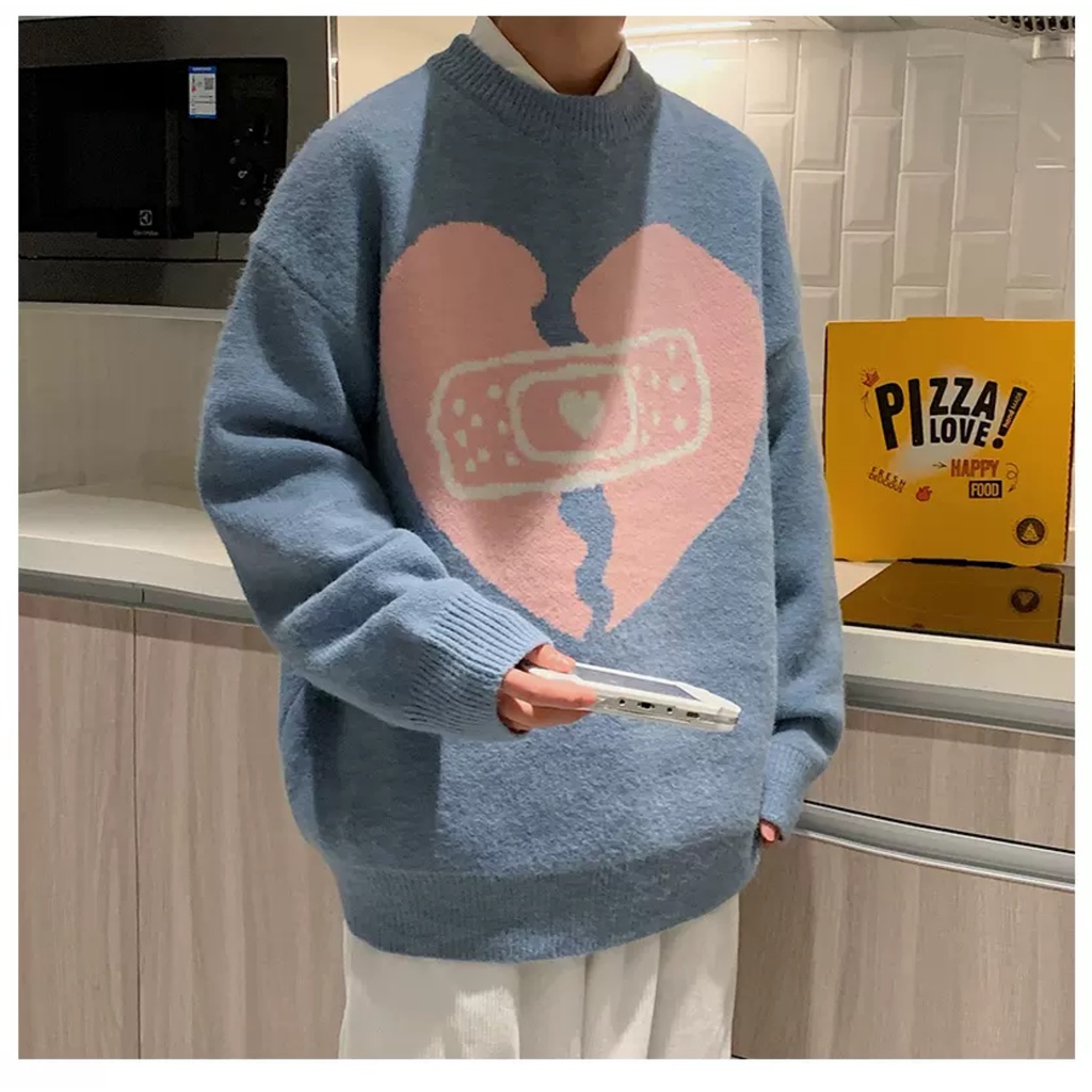 Áo len cặp đôi trái tim tình yêu chữ unisex nam nữ