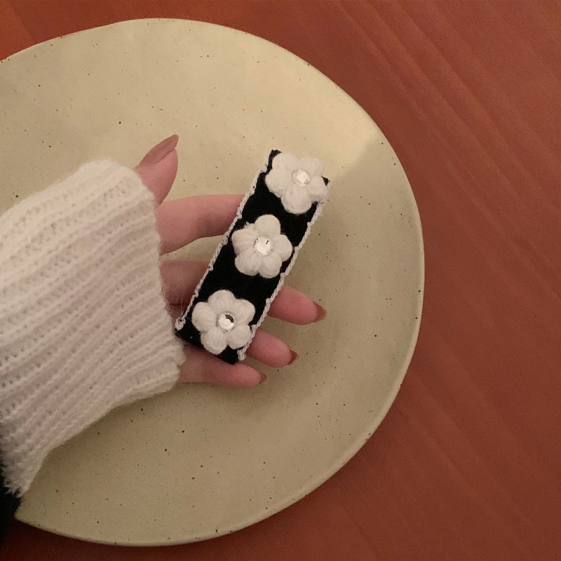 Kẹp Tóc Hình Hoa Trà Bằng Vải Dệt Kim Phong Cách Mới 2022