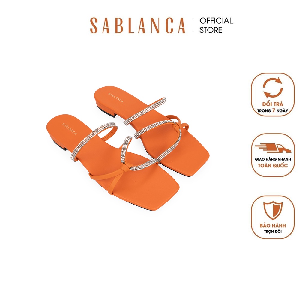 Dép xẹp quai đan chéo nữ đính cườm SABLANCA 5050DX0067