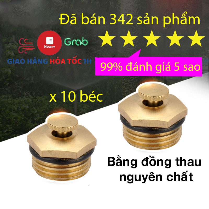 Bộ 10 béc tưới cây phun sương bằng đồng nguyên chất ren 21mm bán kinh phun rộng xa