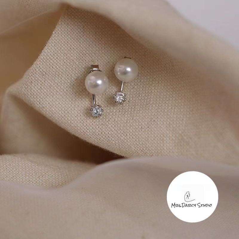 MRS.D【In Stock】100% Sterling Silver South Korean Students S925 Earrings Stud Earrings Colors of Zircon Jewelry Gift Ear Clips Minimalist Earring Design Jewelry Girls Allergy Free