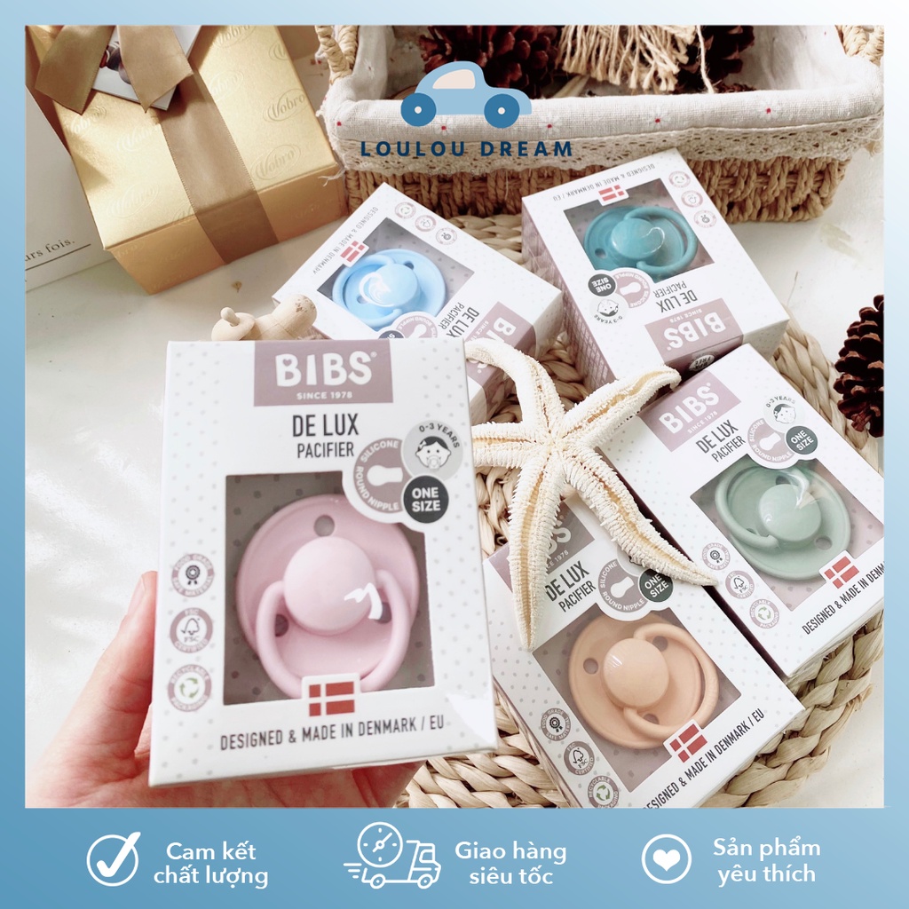 Ti giả BIBs ti BIBS Delux silicon Đan Mạch cho bé 0-36 tháng ĐỦ màu mới 2022
