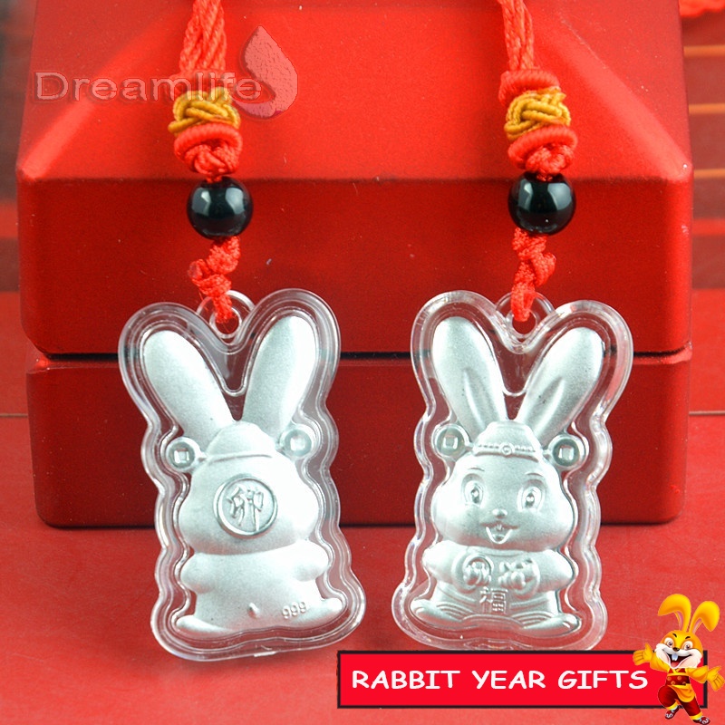 Vòng cổ Bạc 2023 Mặt Thỏ Hoạt Hình Hoàng Đạo Thích Hợp Làm Quà Tặng Năm Mới