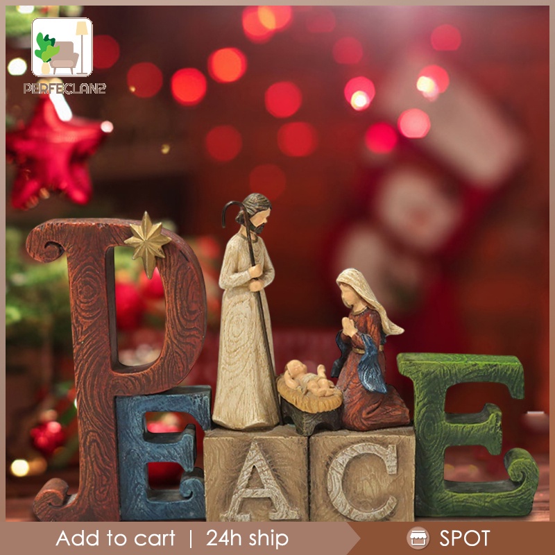 ✨Hàng sẵn sàng✨Christmas Nativity Scene Figures Resin Crafts Ornaments 24.5x16x5.2CM