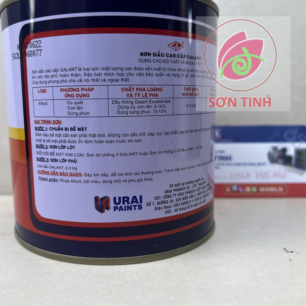 Sơn dầu bóng MÀU CAM Orange Galant 512 800ml Sử dụng cho gỗ, tôn, sắt thép