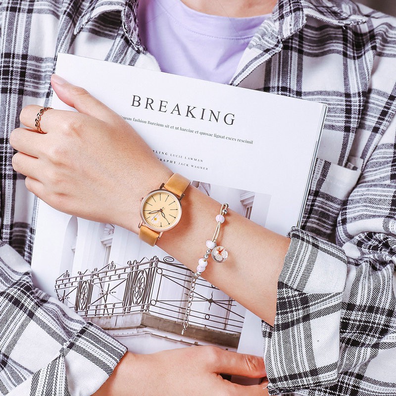 Đồng hồ thời trang nữ Mstianq MH03 dây da, họa tiết hoa cúc cực đẹp | BigBuy360 - bigbuy360.vn