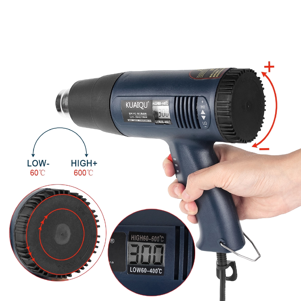 kq882 Súng hơi nóng cầm tay1800W Súng điều chỉnh nhiệt độ kỹ thuật số