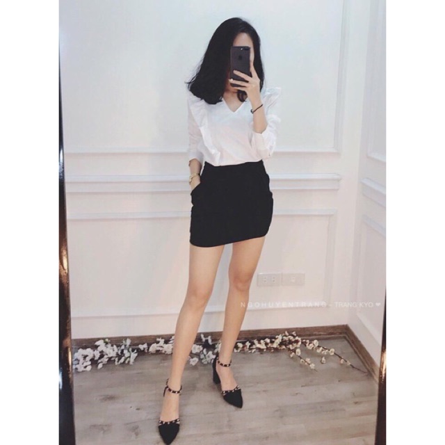 Chân váy ngắn chữ A chất kaki trơn hàng Quảng Châu