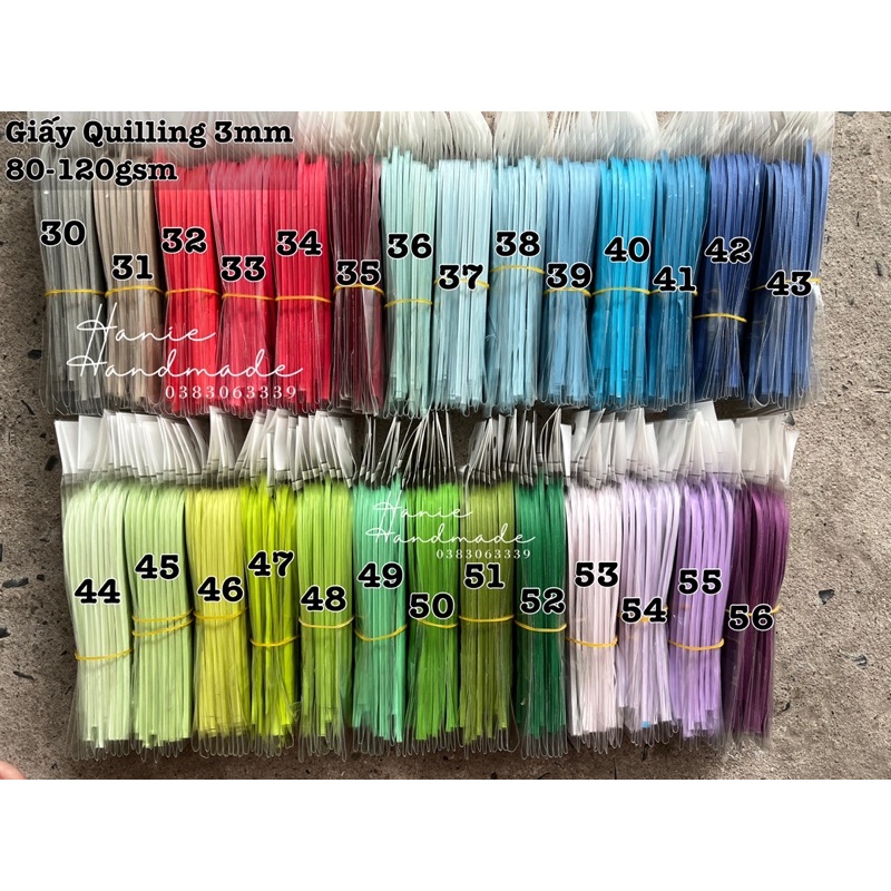 Giấy quilling 3mm 80-120gsm làm thiệp, tranh