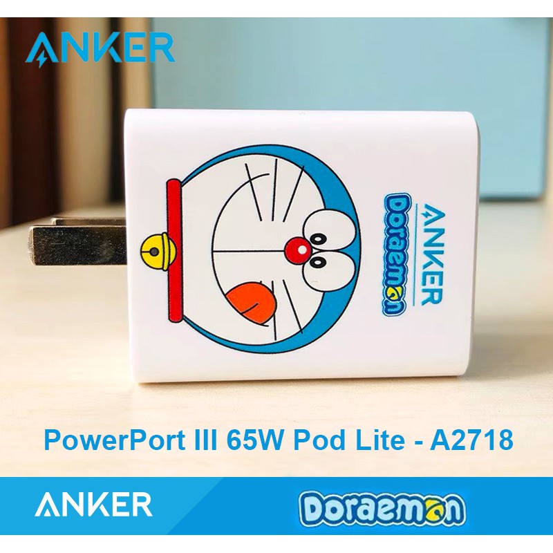 Sạc ANKER PowerPort 65W Pod Lite PIQ3.0 PPS - Mã A2718 Doraemon Doremon Sạc Laptop Siêu nhanh Samsung