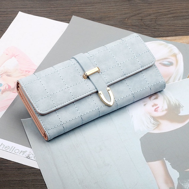 Ví dài cầm tay nữ hoạ tiết hình vuông