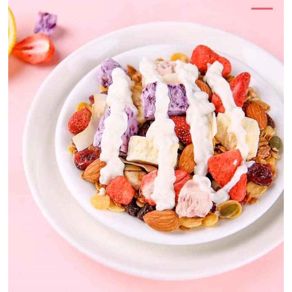 [GIẢM CÂN] Ngũ cốc sữa chua mix hạt, hoa quả Đài Loan YOGURT FRUIT OATMEAL gói 500g