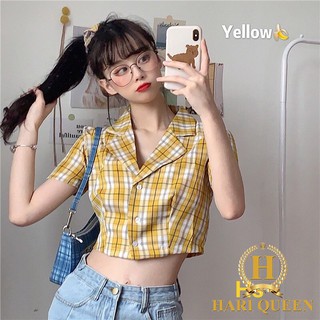 Áo kẻ cổ véc croptop HSU0620