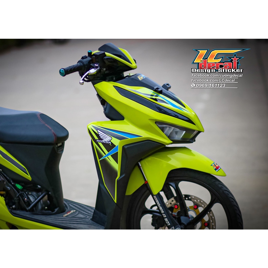 Tem Decal Rời Dán Xe Click - Vario 2018 Mẫu Chỉ Xanh Đen Dán Xe Xanh Lá Cực Đẹp, Hàng 3 Lớp Chất Lượng Cao