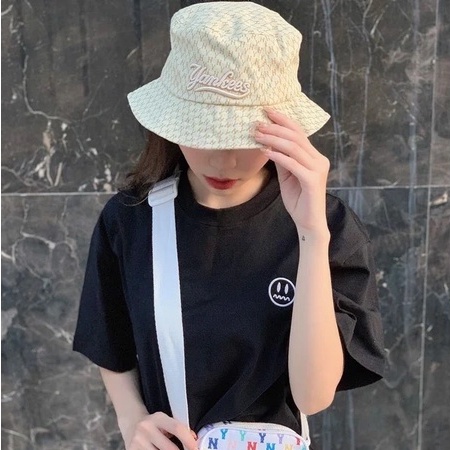 Mũ MLB NY Monogram Bucket Be - Hàng xuất xịn chuẩn 100%
