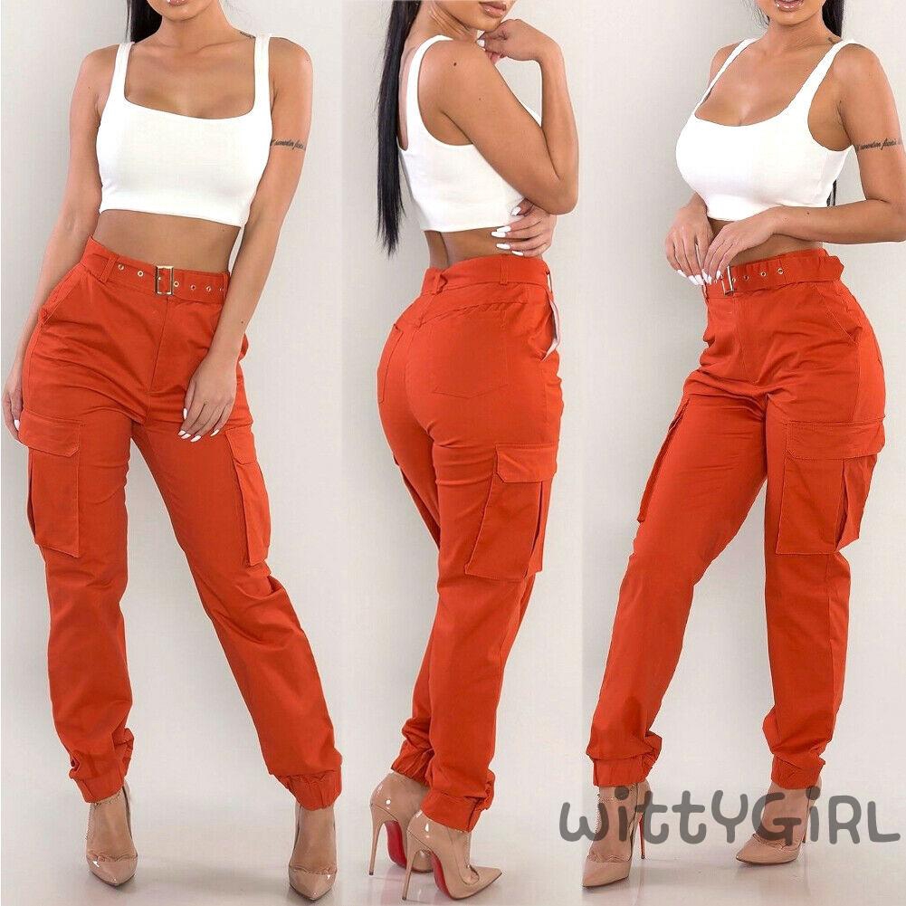 Quần dài thể thao phong cách quân đội màu kaki / đỏ / xanh lính dành cho nữ | BigBuy360 - bigbuy360.vn